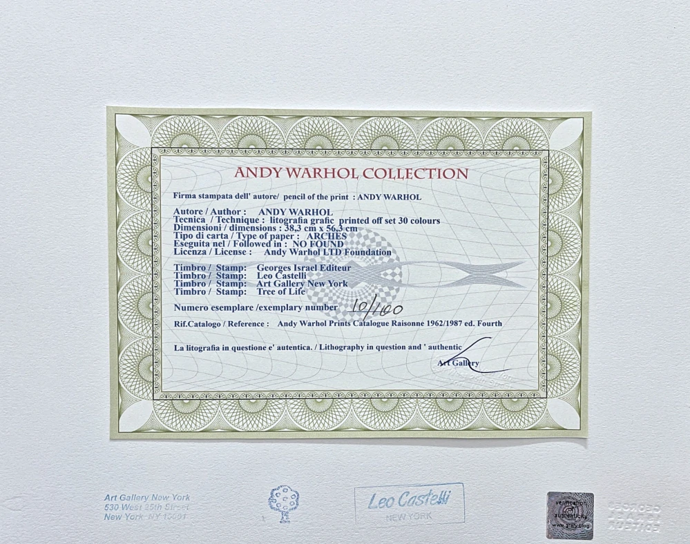 Andy Warhol - The Great Cat Head oranžová x/100 - edice Leo Castelli s certifikátem