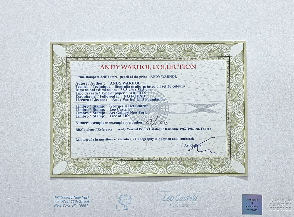 Andy Warhol - The Great Cat Head modrá 23/100 - edice Leo Castelli s certifikátem