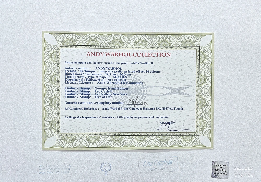 Andy Warhol - Cat šedo-bílá 28/100 - edice Leo Castelli s certifikátem