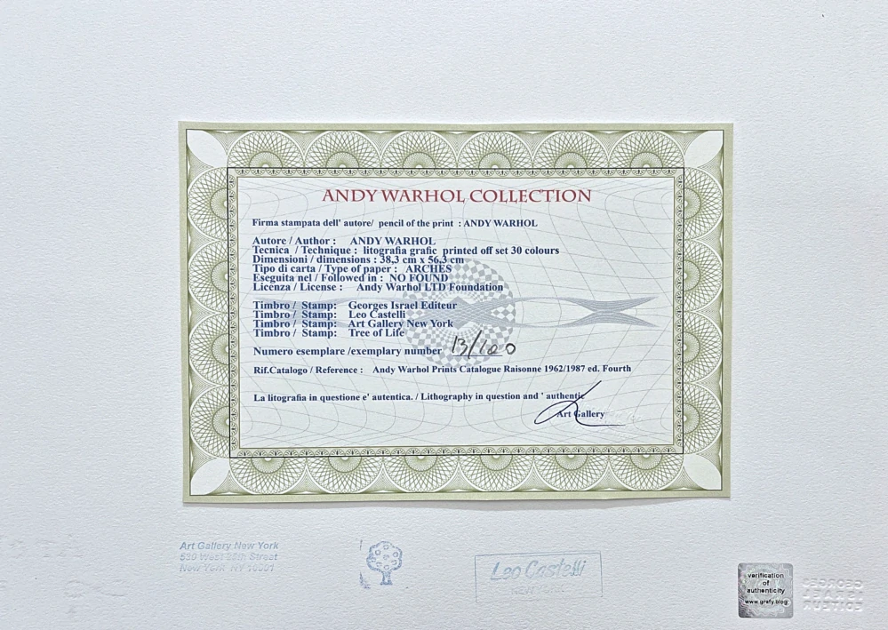 Andy Warhol - Cat bílo-růžová 13/100 - edice Leo Castelli s certifikátem