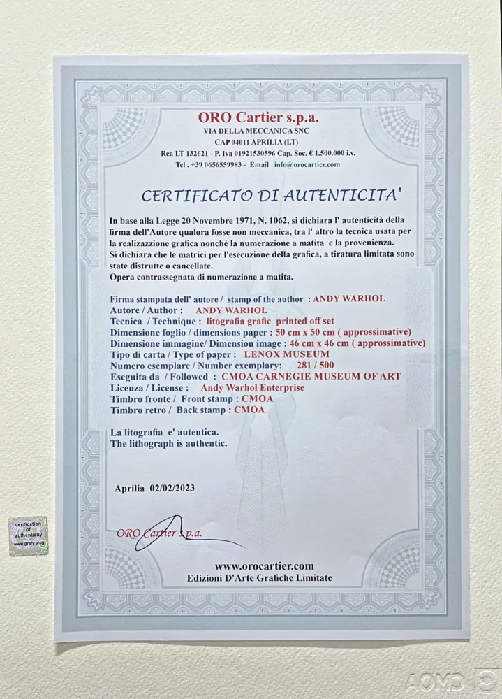 Andy Warhol - Muhammad Ali modro-zelený 281/500 - signováno, 50x50cm, limitovaná edice CMOA s certifikátem
