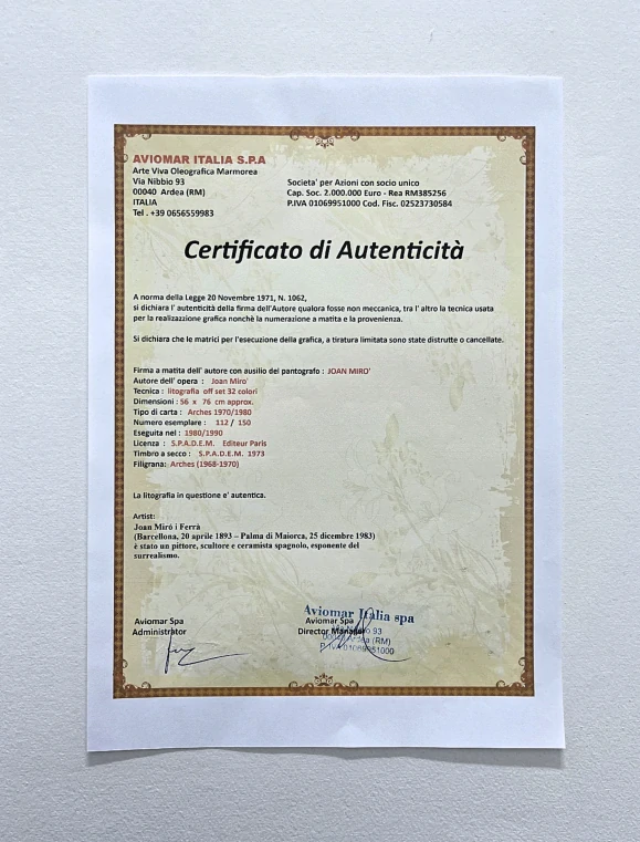 Joan Miró - The Permissionary 112/150 - limitovaná edice s certifikátem, signováno, 56x76cm