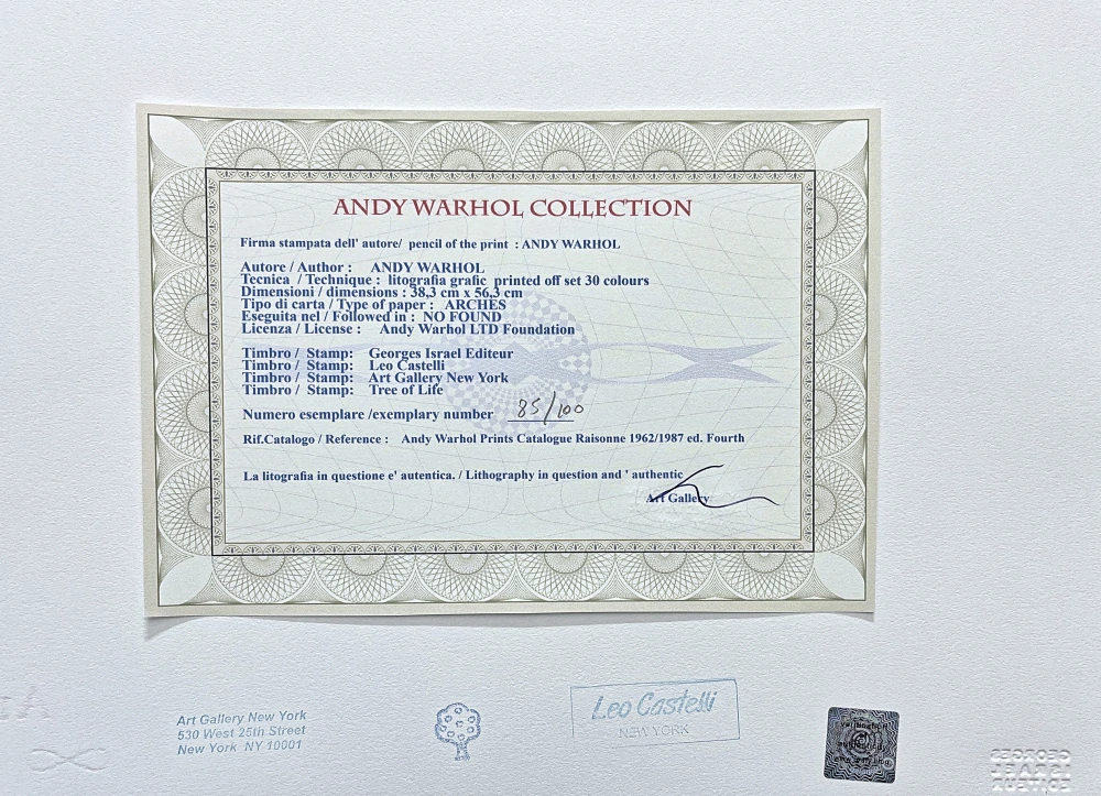Andy Warhol - Liz Taylor x/100 - edice Leo Castelli s certifikátem