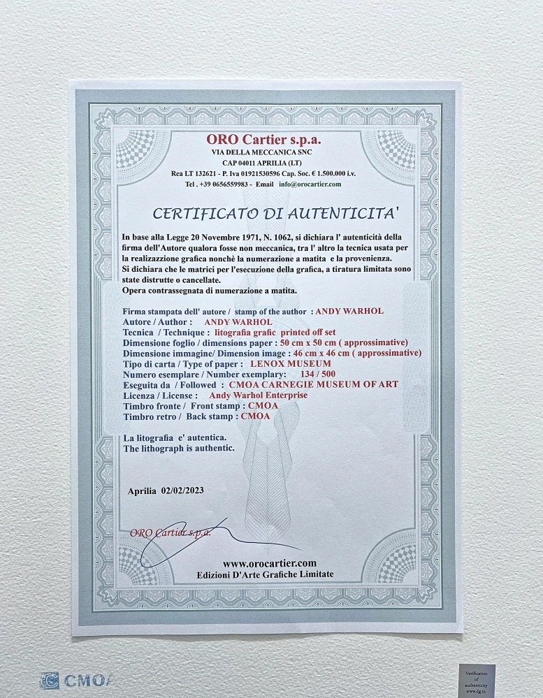 Andy Warhol - Querelle 134/500 - signováno, 50x50cm, limitovaná edice CMOA s certifikátem