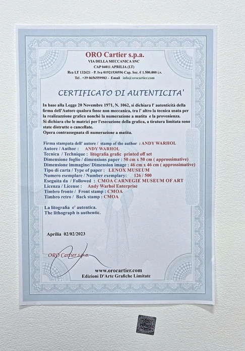 Andy Warhol - Apple duhový 126/500 - signováno, 50x50cm, limitovaná edice CMOA s certifikátem