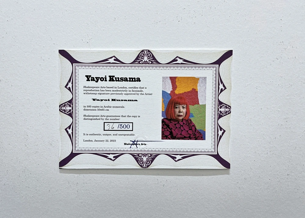 Yayoi Kusama - White pumpkin x/500 - signováno, číslovaná edice, 50x65 cm