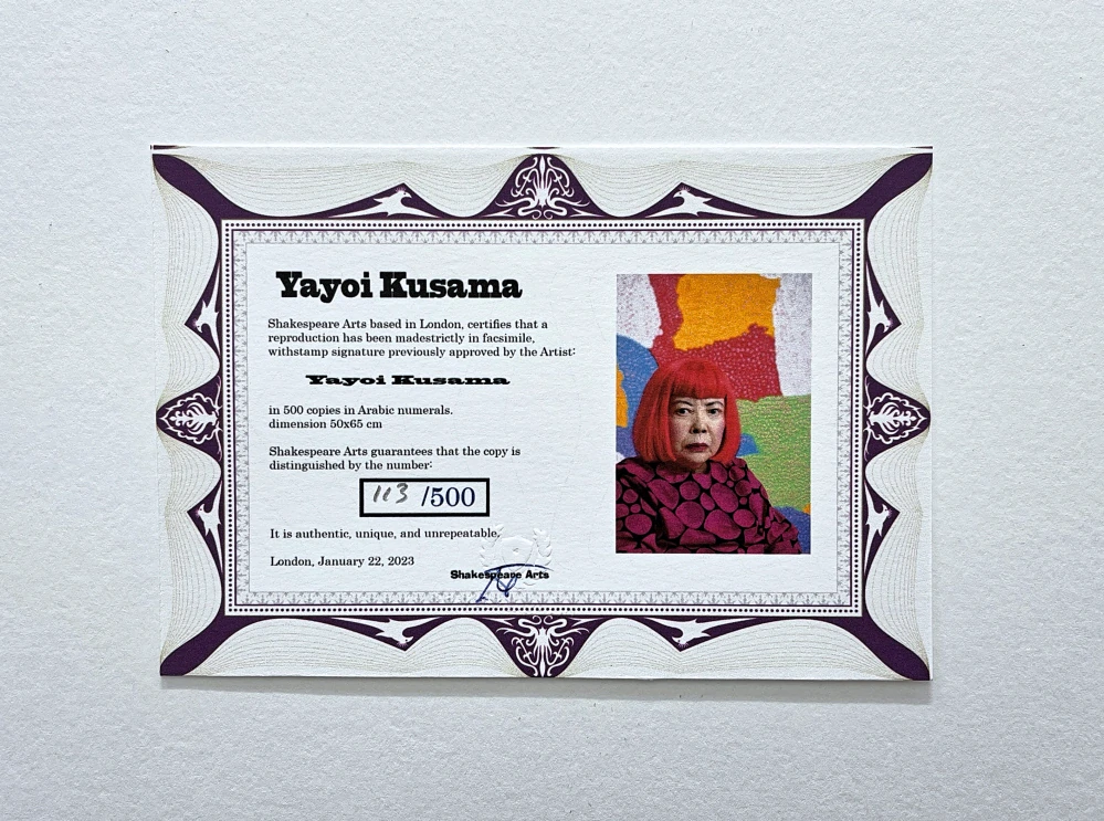Yayoi Kusama - Yellow pumpkin on black II 113/500 - signováno, číslovaná edice, 50x65 cm