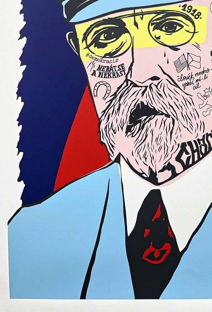 Pasta Oner - AKCE - SADA - 2x serigrafie - Václav Havel + Tomáš Garrigue Masaryk - 2 kusy originálních serigrafií, signováno, limitované edice, 50x70cm