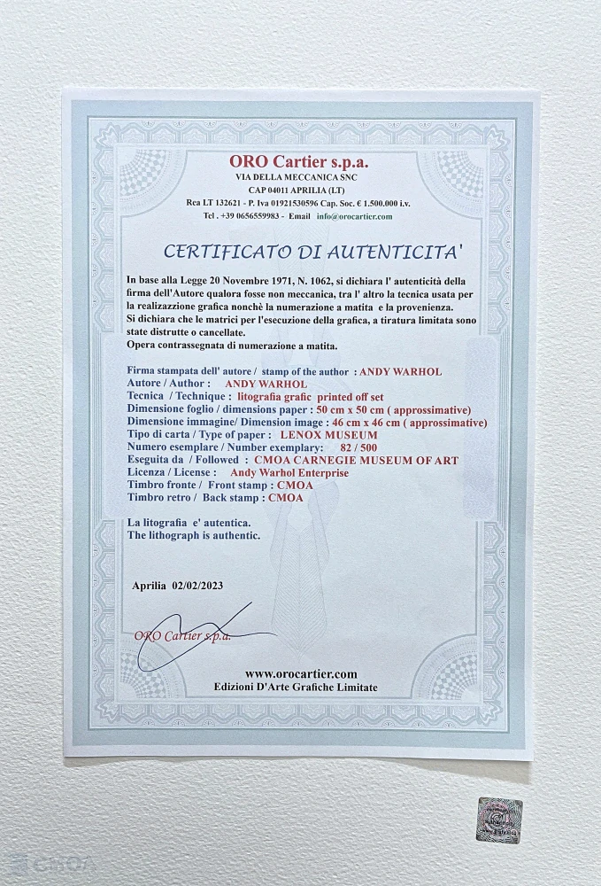 Andy Warhol - Paramount tmavě zelený 82/500 - signováno, 50x50cm, limitovaná edice CMOA s certifikátem