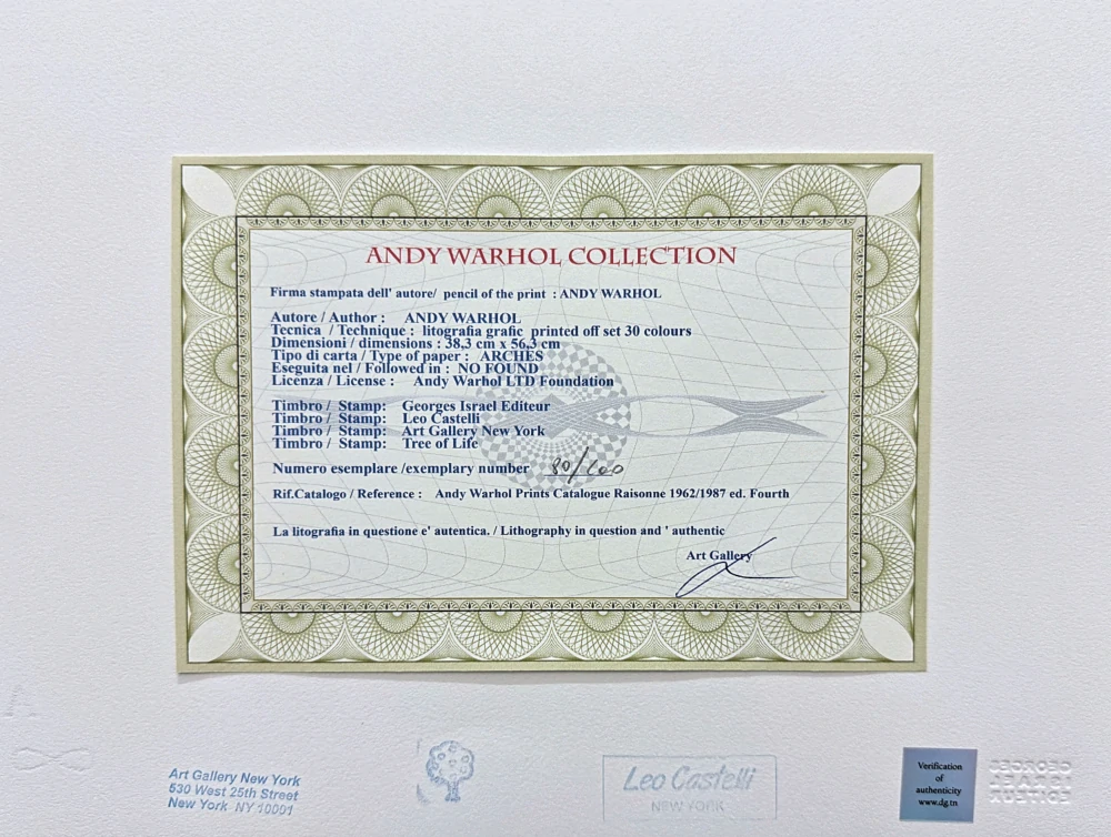 Andy Warhol - Franz Kavka 80/100 - edice Leo Castelli s certifikátem