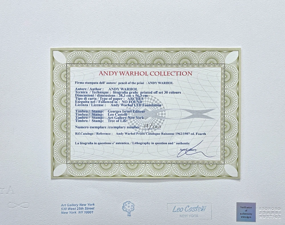 Andy Warhol - Flowers žluto-modro-oranžové 17/100 - edice Leo Castelli s certifikátem