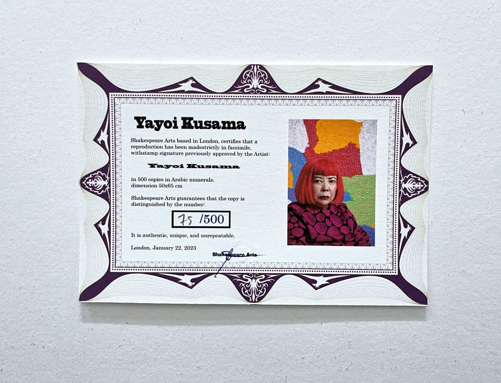 Yayoi Kusama - All about my love 75/500 - signováno, číslovaná edice, 50x65 cm