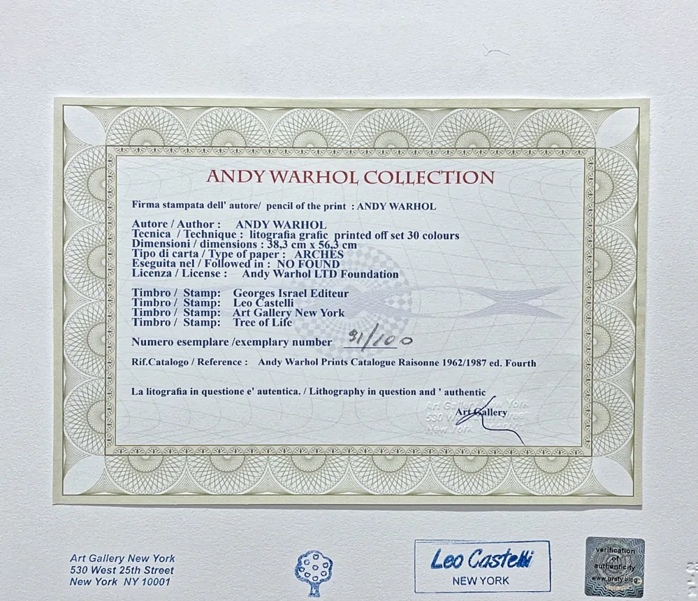 Andy Warhol - Marilyn Monroe ve dvou čtvercích 91/100 - edice Leo Castelli s certifikátem
