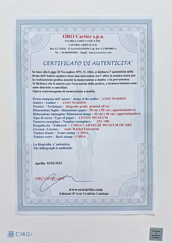 Andy Warhol - Martha Graham 253/500 - signováno, 50x50cm, limitovaná edice CMOA s certifikátem