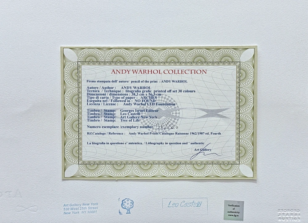 Andy Warhol - Lamentation x/100 - edice Leo Castelli s certifikátem
