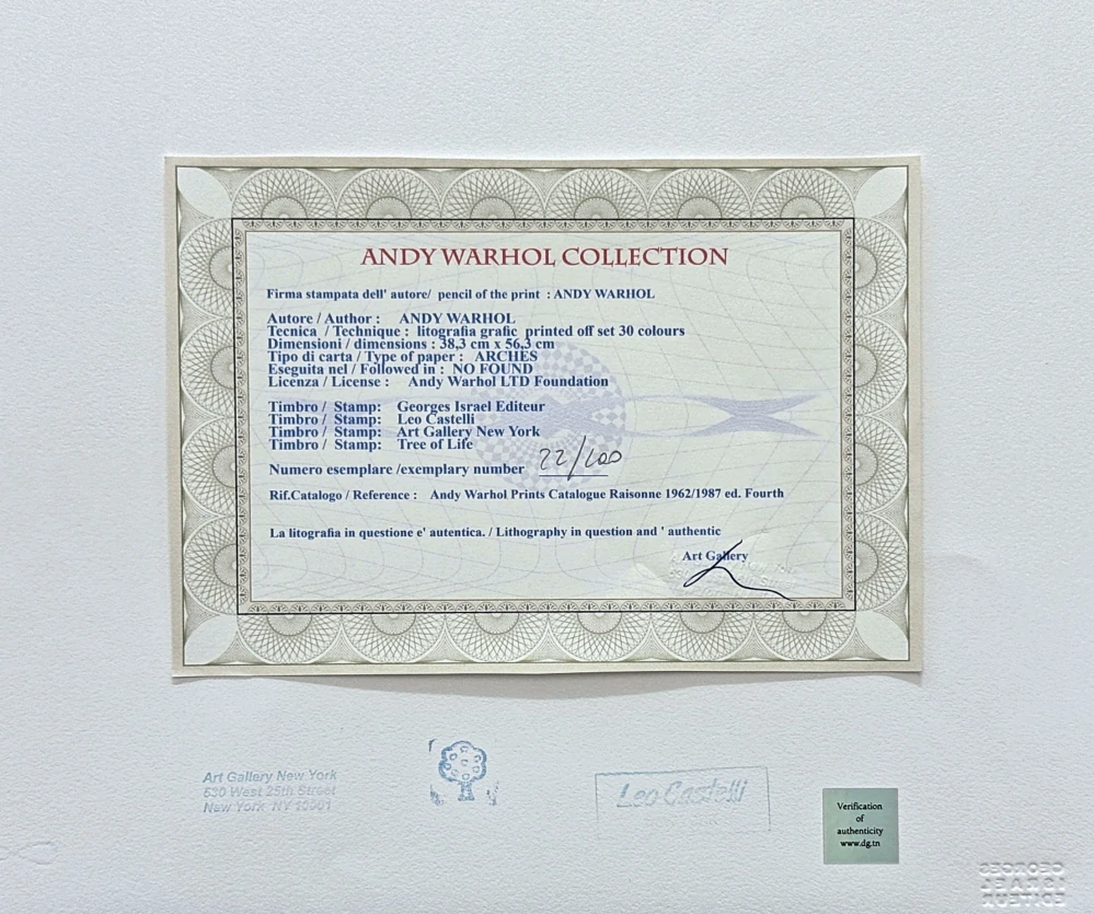 Andy Warhol - General Custer x/100 - edice Leo Castelli s certifikátem