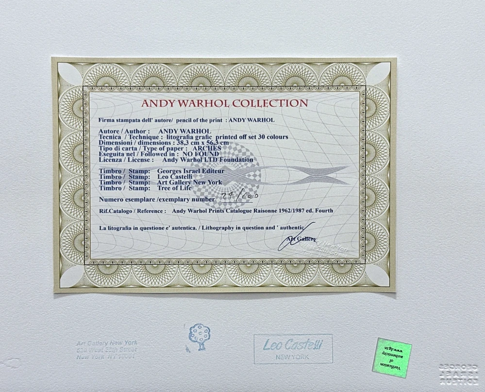 Andy Warhol - Jackie Kennedy II x/100 - edice Leo Castelli s certifikátem