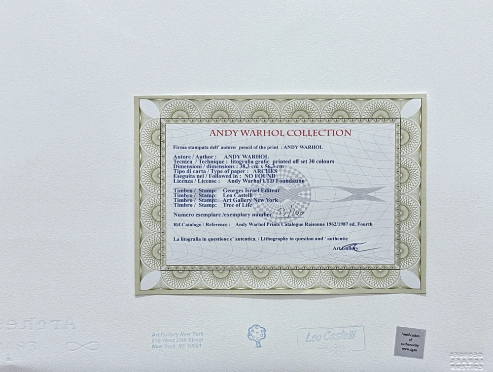 Andy Warhol - Female Portrait x/100 - edice Leo Castelli s certifikátem