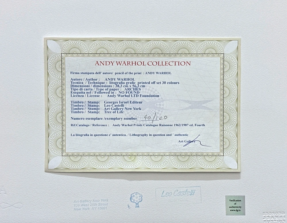 Andy Warhol - Joseph Beuys in Memoriam x/100 - edice Leo Castelli s certifikátem