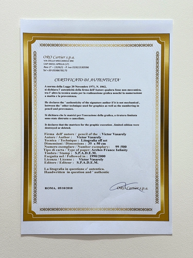 Victor Vasarely - Ujjain - limitovaná edice s certifikátem, x/500, 35x50cm