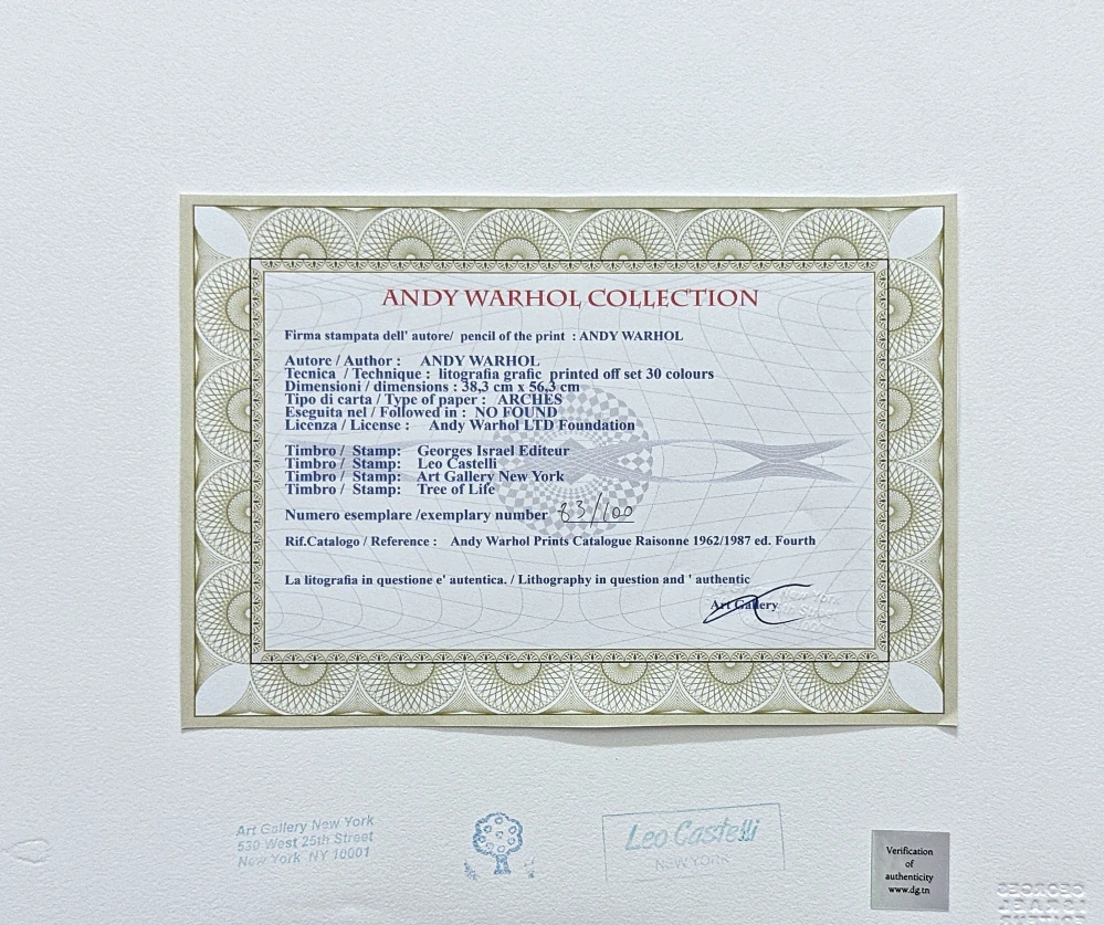 Andy Warhol - Mick Jagger I x/100 - edice Leo Castelli s certifikátem