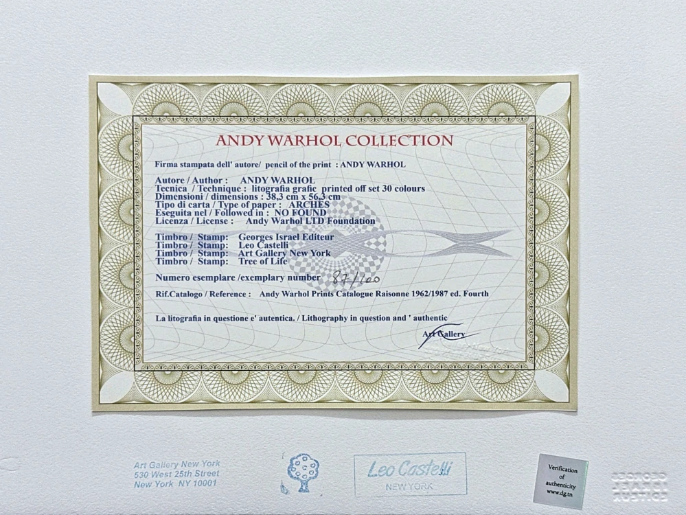 Andy Warhol - Mick Jagger II x/100 - edice Leo Castelli s certifikátem