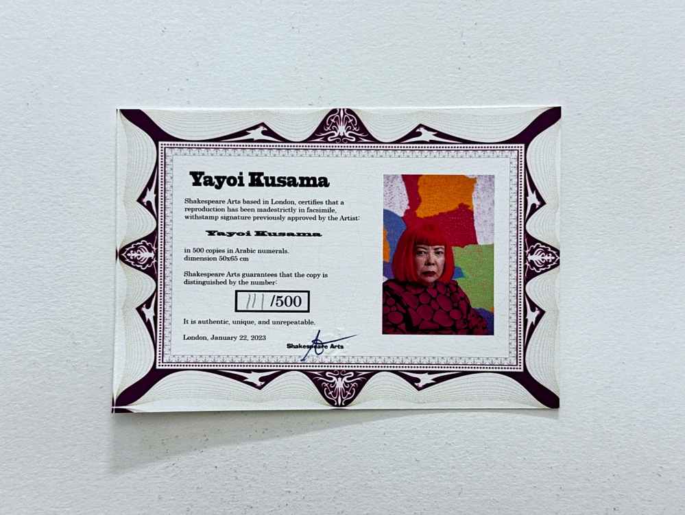 Yayoi Kusama - Flowers x/500 - signováno, číslovaná edice, 65x50 cm