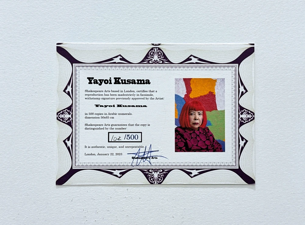 Yayoi Kusama - Green Lines and Dots x/500 - signováno, číslovaná edice, 65x50 cm