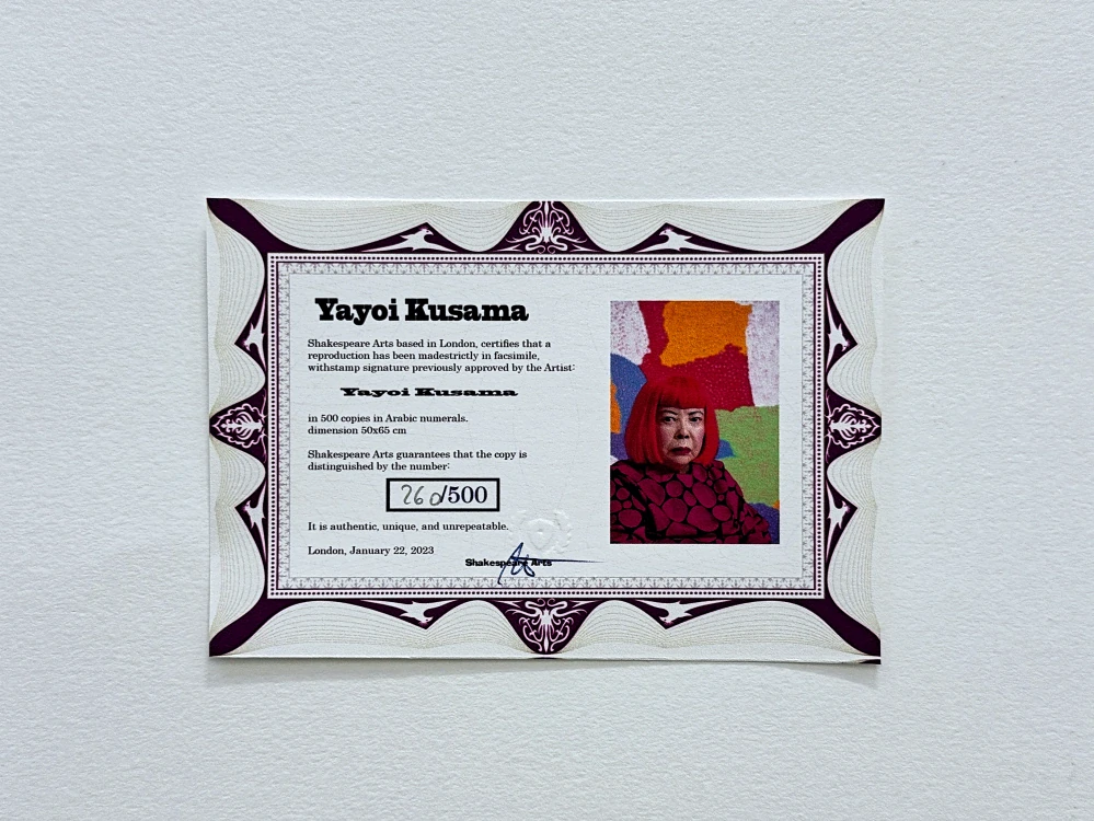 Yayoi Kusama - Butterfly x/500 - signováno, číslovaná edice, 65x50 cm