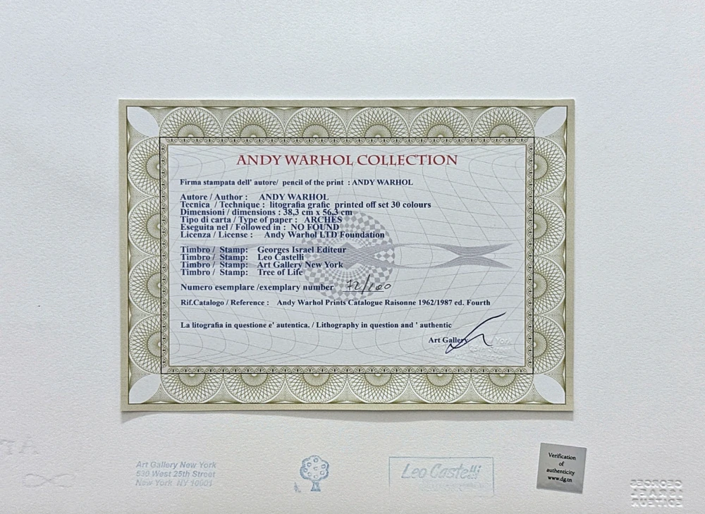 Andy Warhol - Dollar Sign II x/100 - edice Leo Castelli s certifikátem