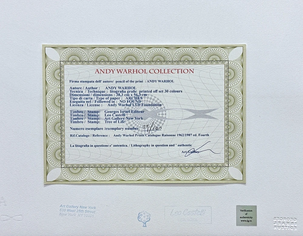 Andy Warhol - Barbie x/100 - edice Leo Castelli s certifikátem