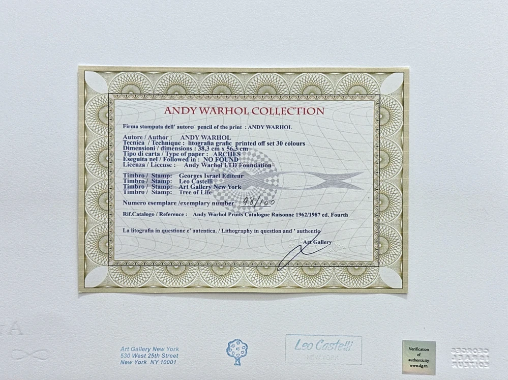Andy Warhol - Tiger červený x/100 - edice Leo Castelli s certifikátem