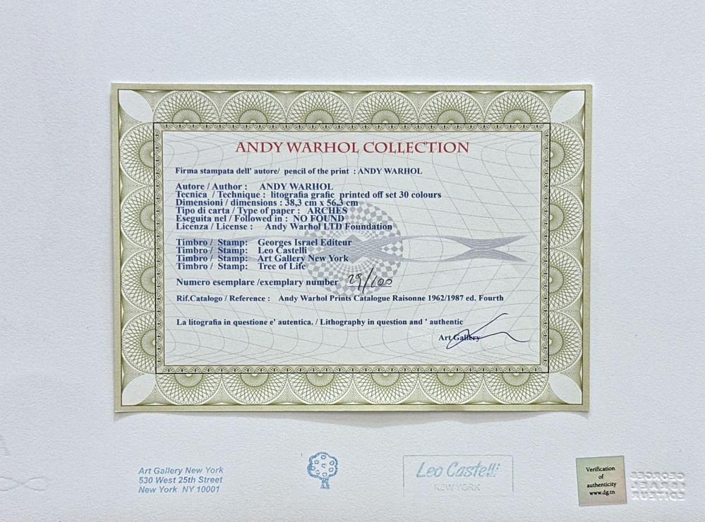 Andy Warhol - Love II x/100 - edice Leo Castelli s certifikátem