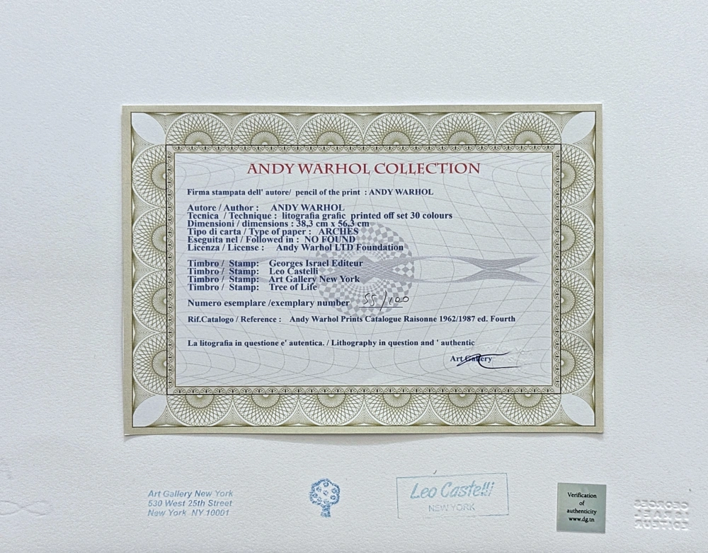 Andy Warhol - Bald Eagle modro-oranžový x/100 edice Leo Castelli s certifikátem
