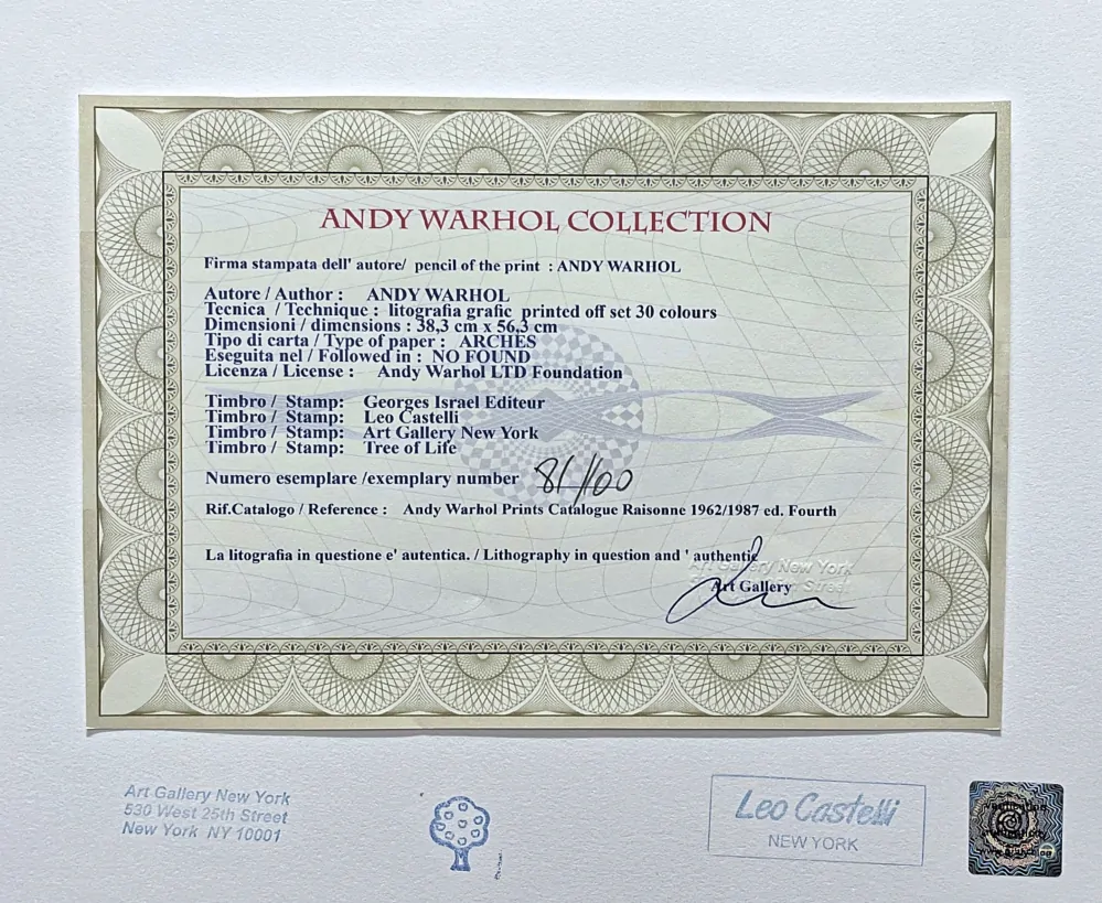 Andy Warhol - Marilyn Monroe ve dvou pruzích x/100 - edice Leo Castelli s certifikátem