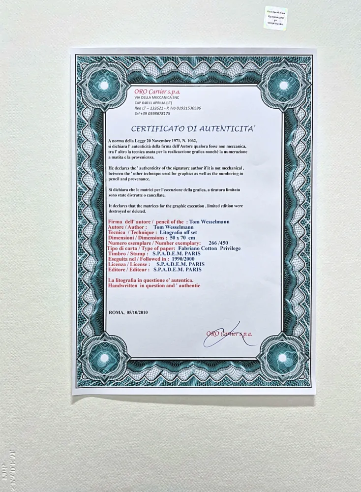 Tom Wesselmann - Monika Lying - signováno, limitovaná edice x/450