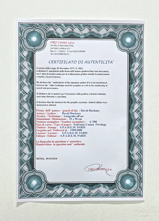 David Hockney - Los Angeles 6/200 - limitovaná edice, s certifikátem, 35x50 cm