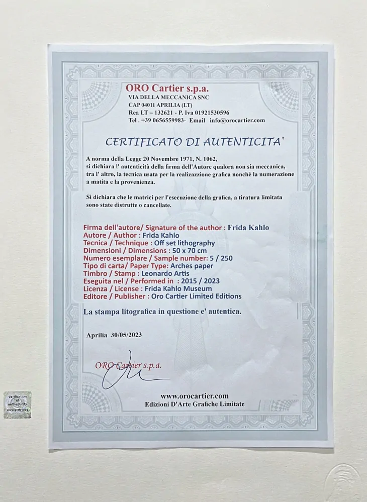 Frida Kahlo - Self Portrait with Stalin 5/250 - limitovaná edice s certifikací, 50x70cm