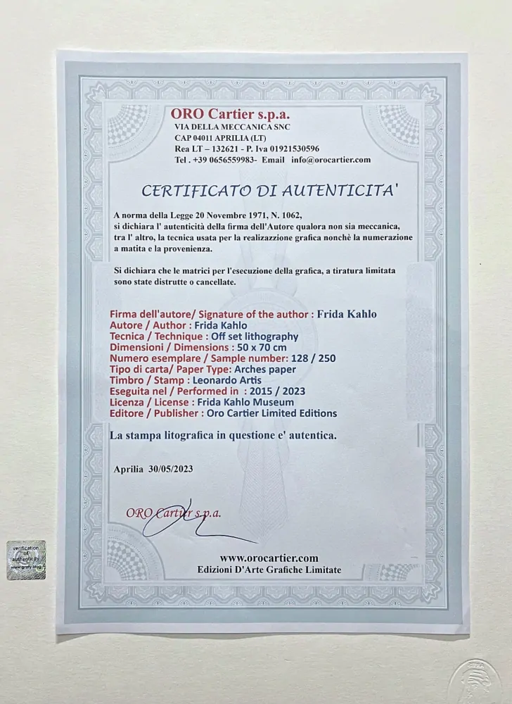 Frida Kahlo - Self Portrait with Braid 128/250 - limitovaná edice s certifikací, 50x70cm