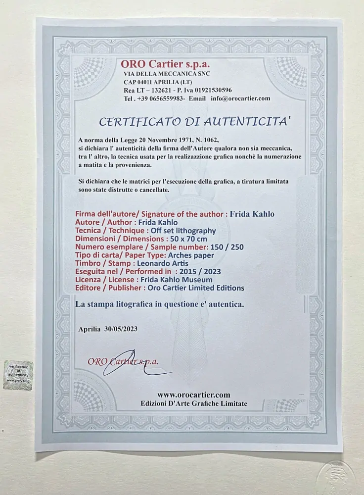 Frida Kahlo - The Wounded Deer 150/250 - limitovaná edice s certifikací, 50x70cm