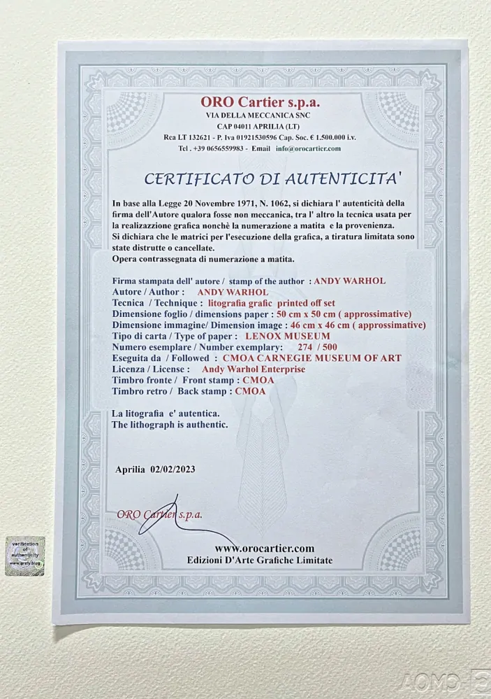 Andy Warhol - Donald Duck zelený 274/500 - signováno, 50x50cm, limitovaná edice CMOA s certifikátem
