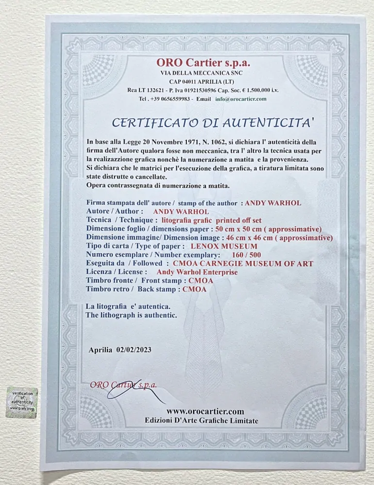 Andy Warhol - Mickey Mouse koláž 160/500 - signováno, 50x50cm, limitovaná edice CMOA s certifikátem