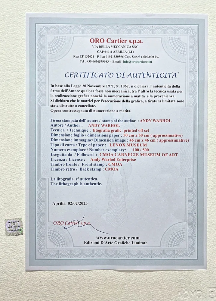 Andy Warhol - Mickey Mouse zelený 100/500 - signováno, 50x50cm, limitovaná edice CMOA s certifikátem