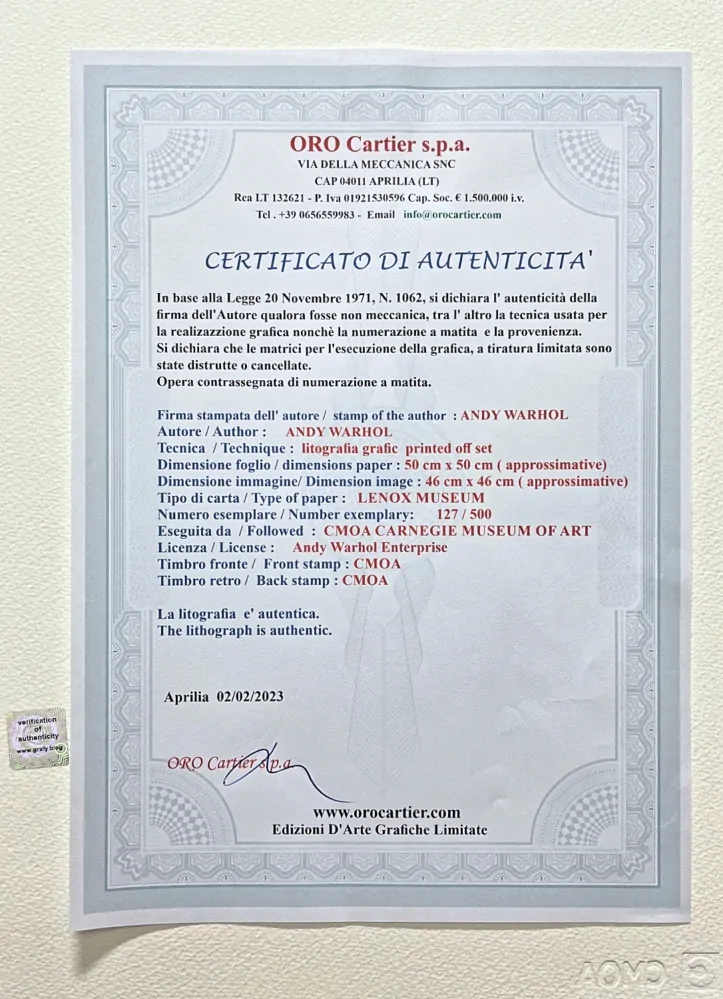 Andy Warhol - Marilyn Monroe světle hnědá 127/500 - signováno, 50x50cm, limitovaná edice CMOA s certifikátem