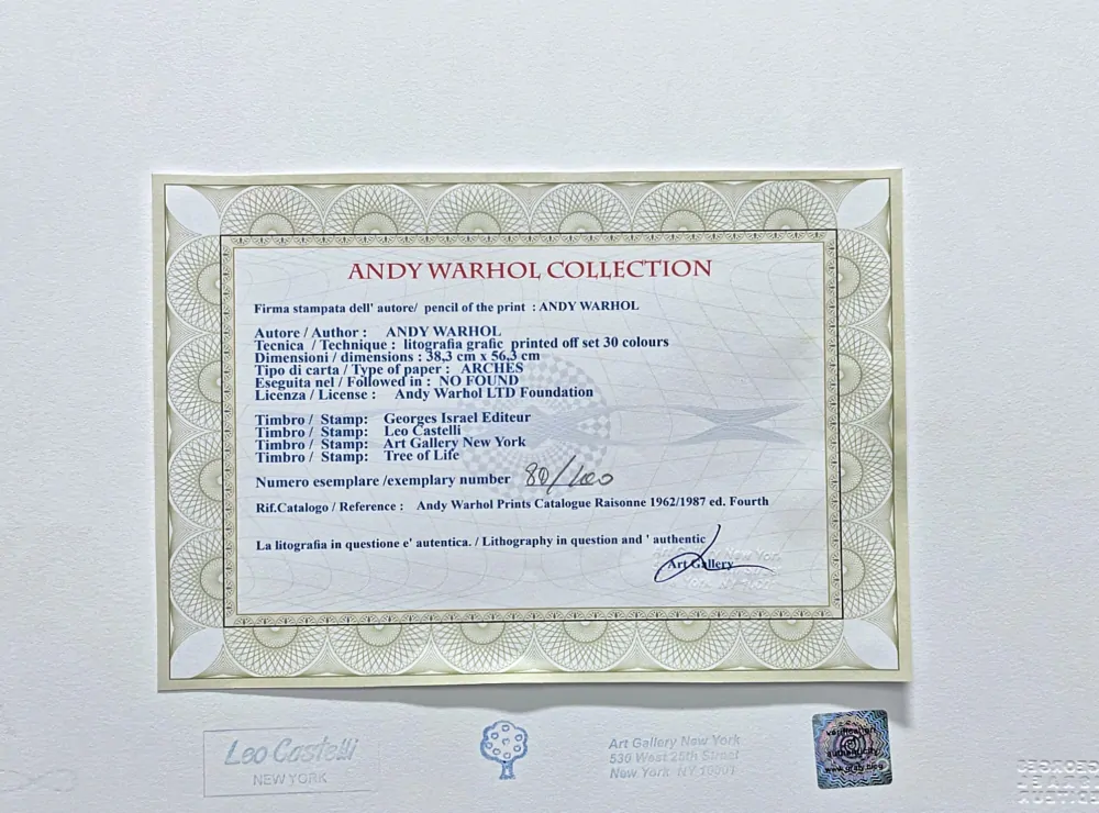 Andy Warhol - Love s šedou 80/100 - edice Leo Castelli s certifikátem
