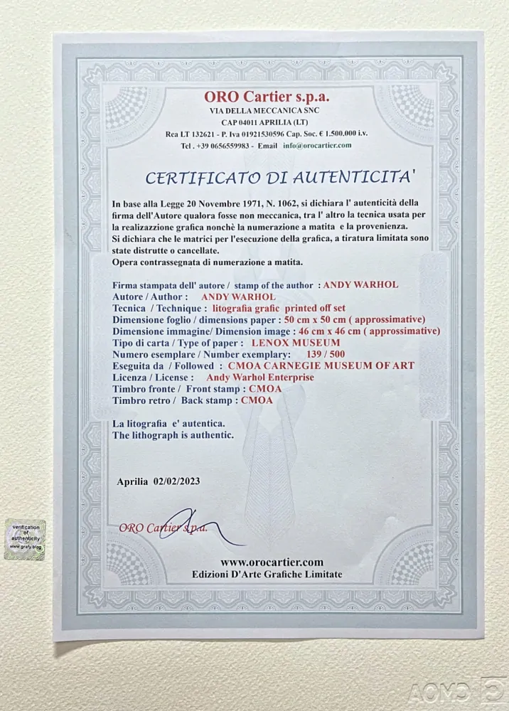 Andy Warhol - Marilyn Monroe světle šedá 139/500 - signováno, 50x50cm, limitovaná edice CMOA s certifikátem
