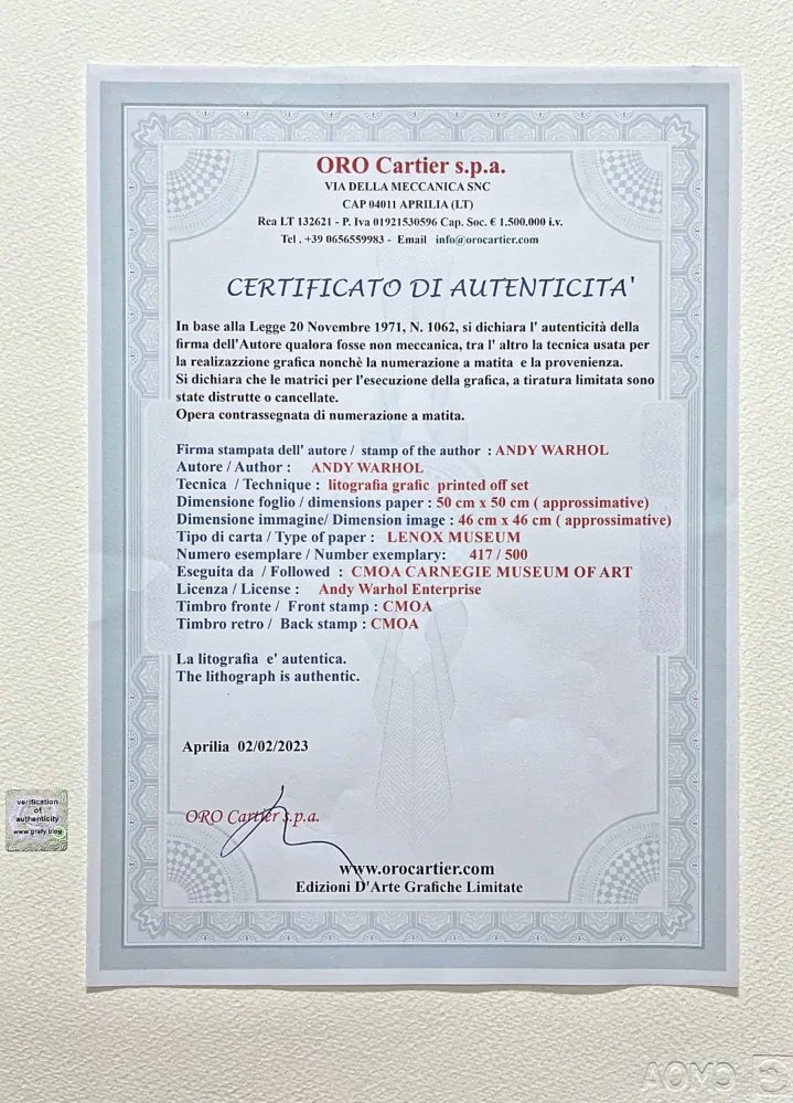 Andy Warhol - Marilyn Monroe ve čtvercích 417/500 - signováno, 50x50cm, limitovaná edice CMOA s certifikátem