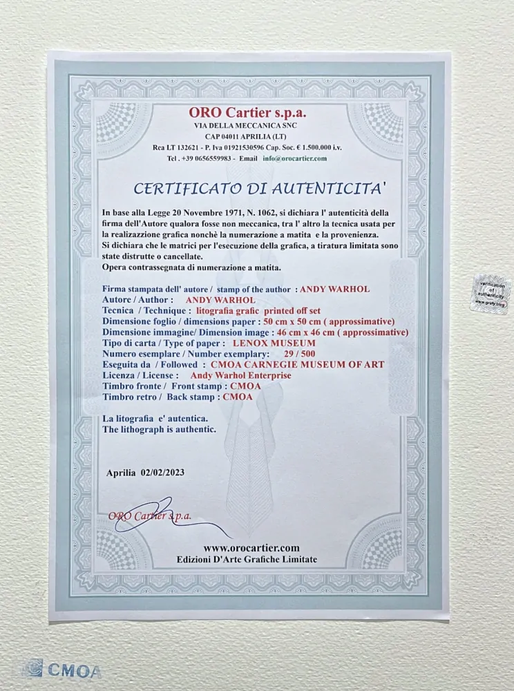 Andy Warhol - Corice Arman 29/500 - signováno, 50x50cm, limitovaná edice CMOA s certifikátem