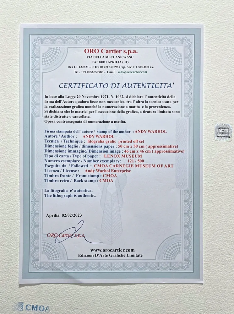 Andy Warhol - Electric Chair černo-bílé 121/500 - signováno, 50x50cm, limitovaná edice CMOA s certifikátem