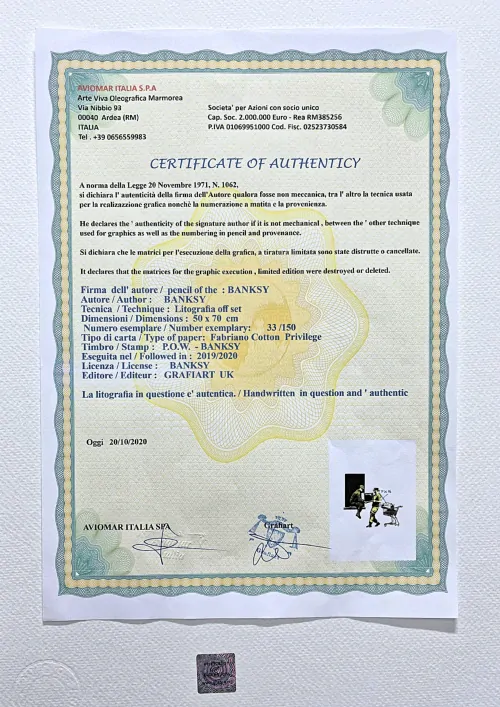 Banksy - Army soldiers 33/150 - číslovaná edice s certifikátem, 50x70cm